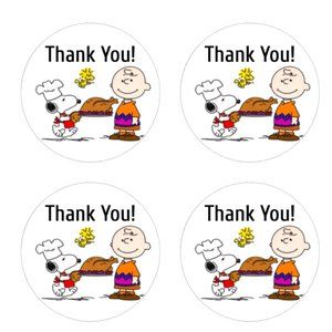 Thank You Stickers Charlie Brown Snoopy Turkey